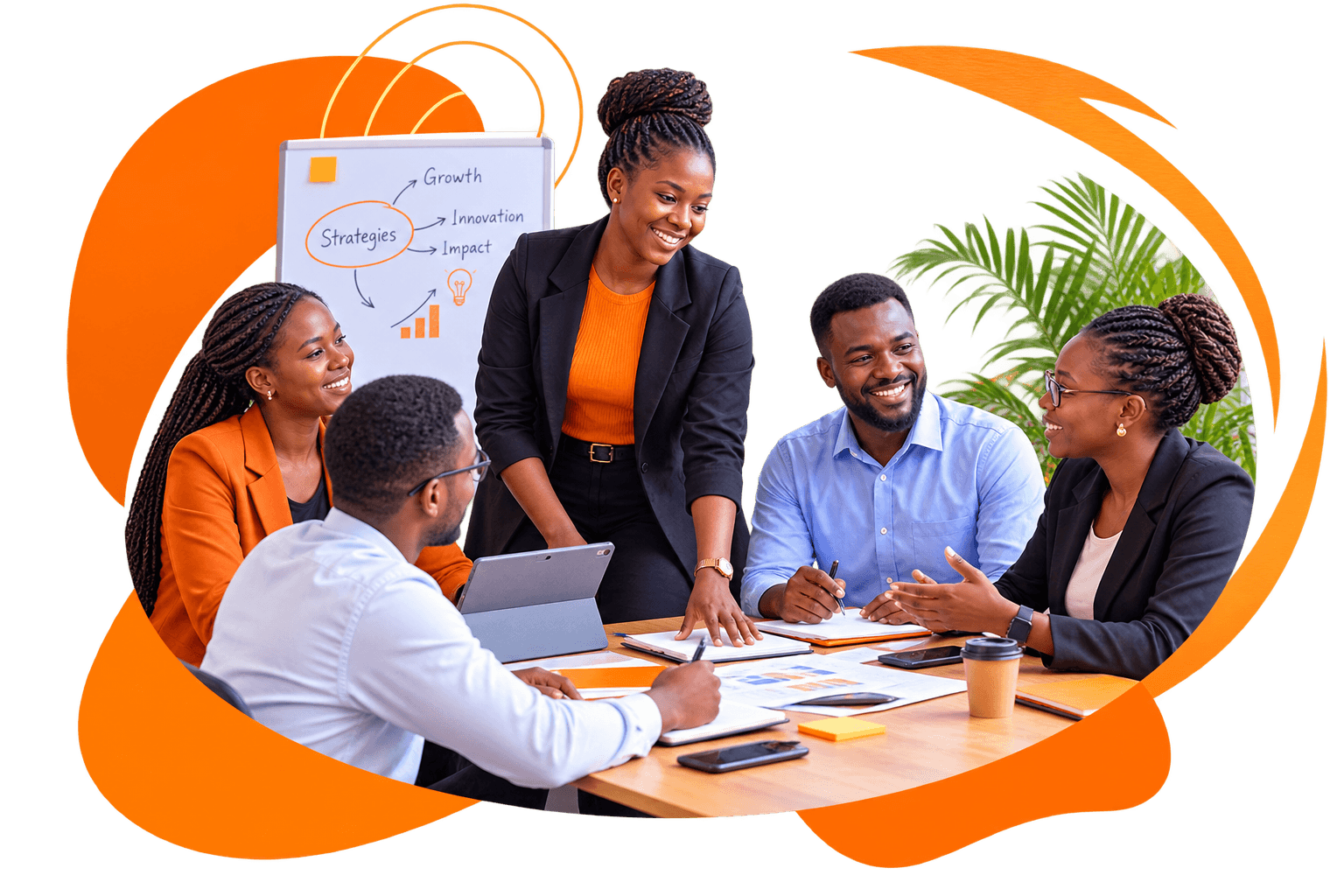 An EduLab trainer working through a session with a team around a boardroom table
